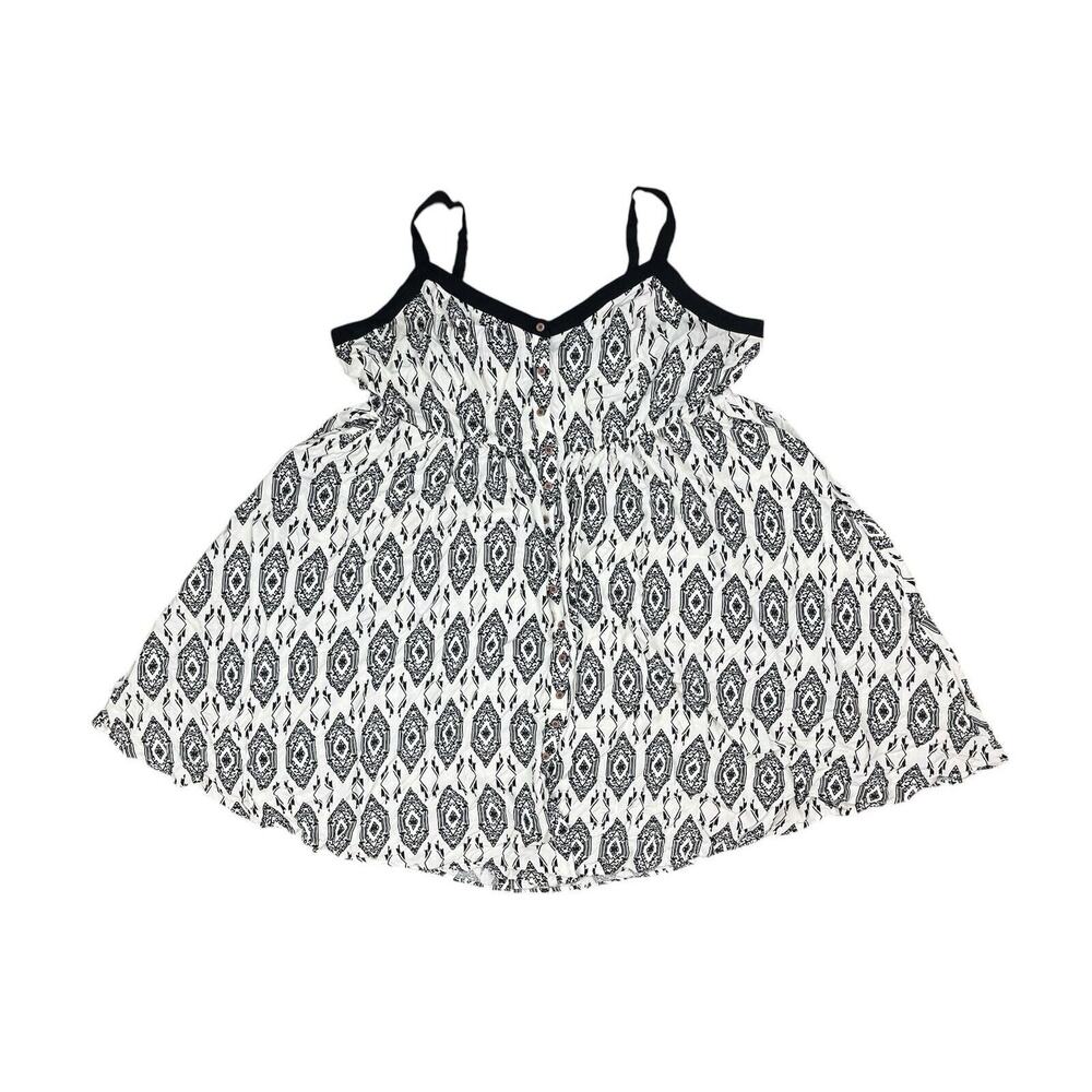 Torrid Midi Slub Button Front Sundress Geo White … - image 3